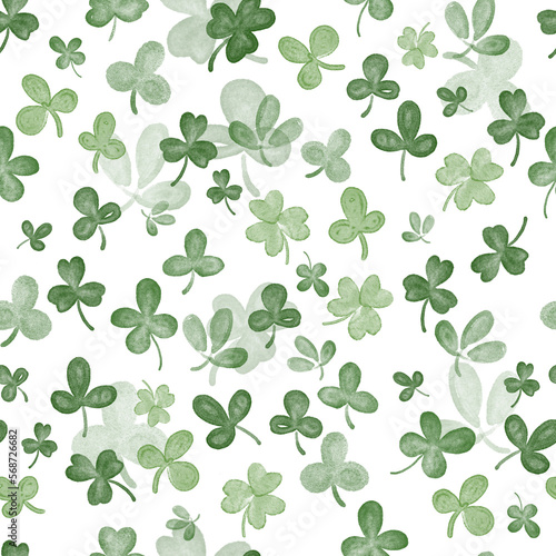 Clover  shamrock beautiful watercolor seamless pattern