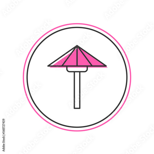 Filled outline Traditional Japanese umbrella from the sun icon isolated on white background. Vector