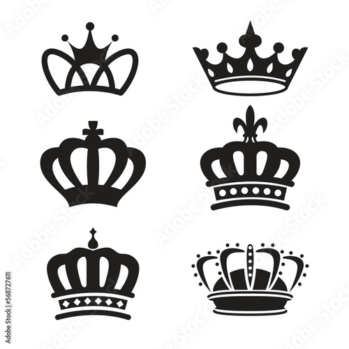 Fotografiet king crown silhouette symbol set