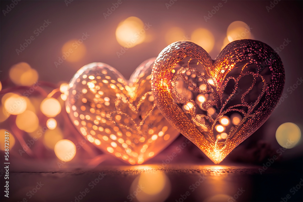 Fototapeta premium Valentine's Day Illustration. Sparkling Heart. Generative AI