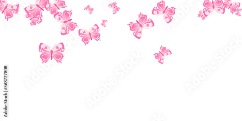 Romantic pink butterflies isolated vector background. Summer little moths. Fancy butterflies isolated dreamy illustration. Delicate wings insects patten. Nature creatures.