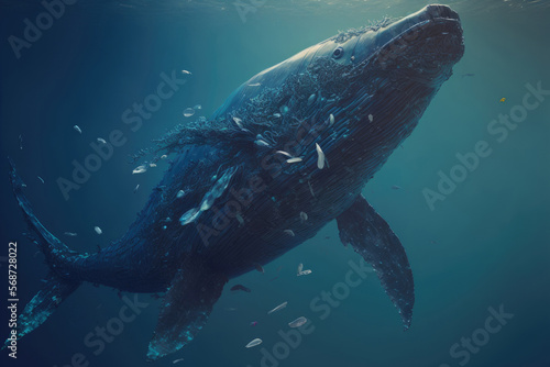 3d illustration of a plastic waste in the shape of a whale