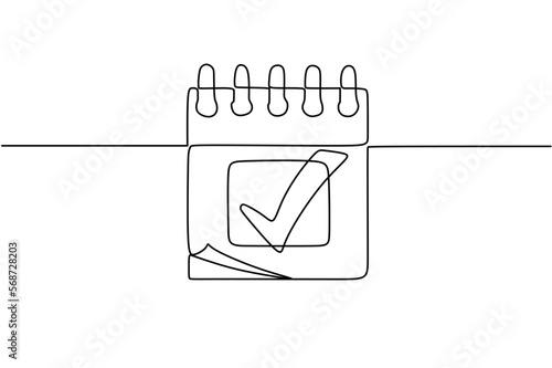 calendar continuous line drawing. One line art of calendar, memorable date, countdown, holiday, weekday and weekend. vector illustration	