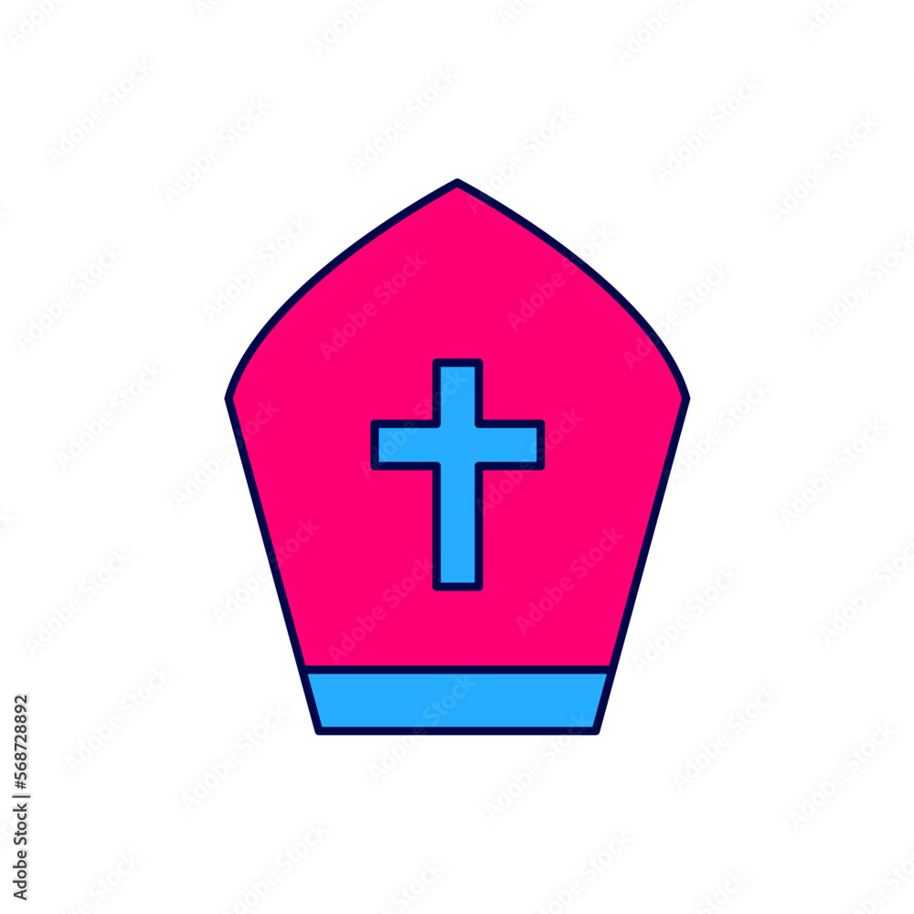 Filled outline Pope hat icon isolated on white background. Christian hat sign. Vector Filled outline Pope hat icon isolated on white background. Christian hat sign. Vector