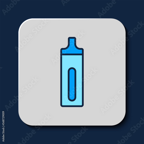 Filled outline Electronic cigarette icon isolated on blue background. Vape smoking tool. Vaporizer Device. Vector