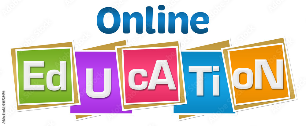 Online Education Colorful Blocks Text Online Education Colorful Blocks Text