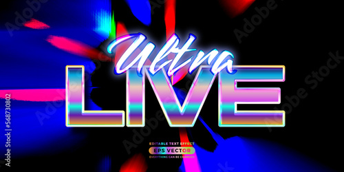 Retro text effect ultra live futuristic editable 80s classic style with experimental background, ideal for poster, flyer, social media post with give them the rad 1980s touch
