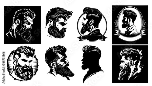 Silhouettes of a brutal man with a beard