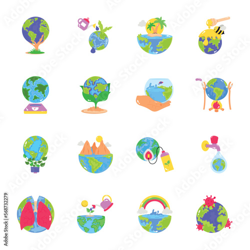 Environment Day Flat Stickers Collection