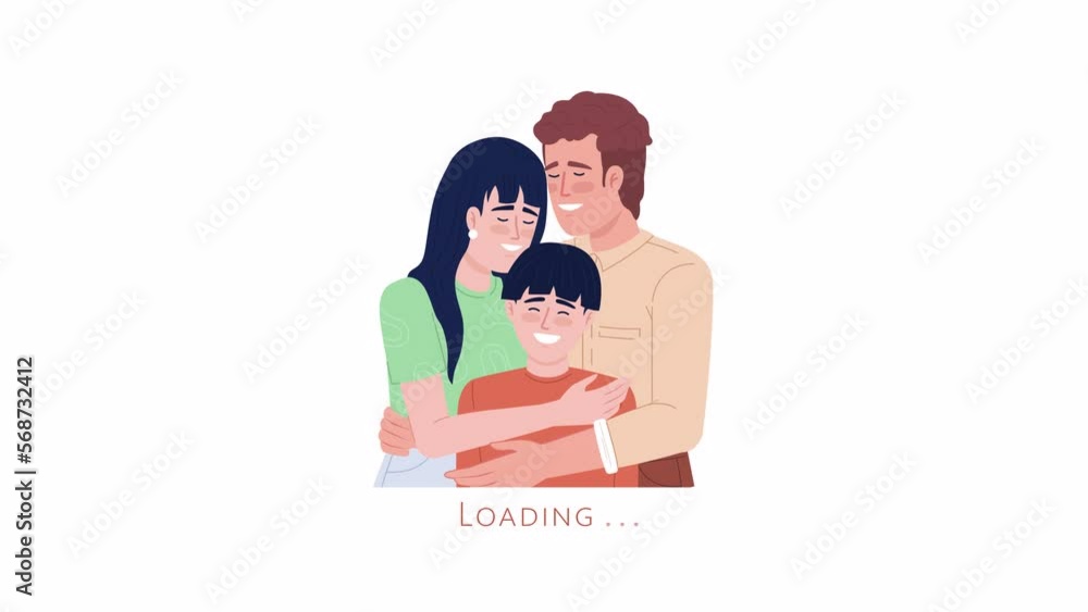 Animated family hug loader. Loving parents. Parenthood. Flat people 4K ...