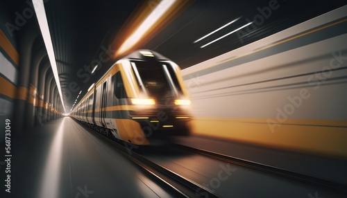 High speed train with motion blur effect. generative ai 