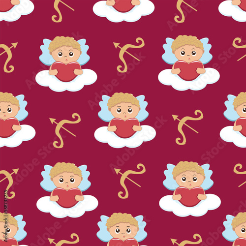 
Seamless pattern with cupid for Valentine's Day.