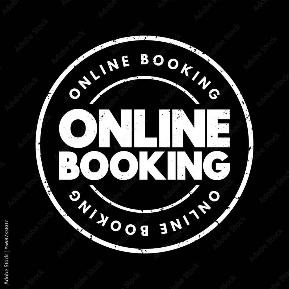 Online Booking text stamp, concept background