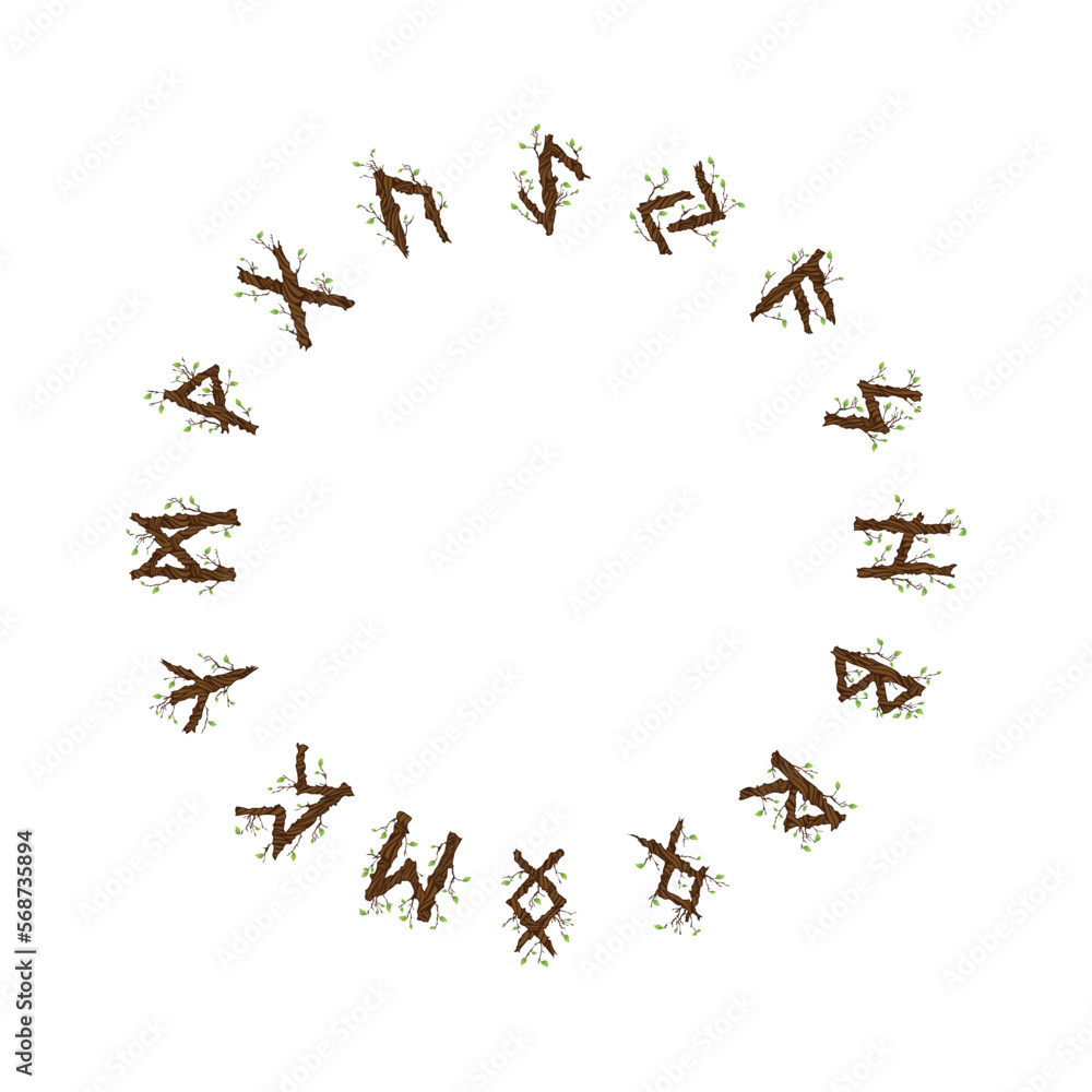 Fototapeta premium Norse viking runes wooden circle