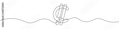 Continuous line drawing of Costa Rica Colon currency symbol. Line art of the Costa Rican colon currency symbol. Vector illustration. photo