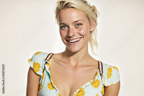 young adult blonde woman in...