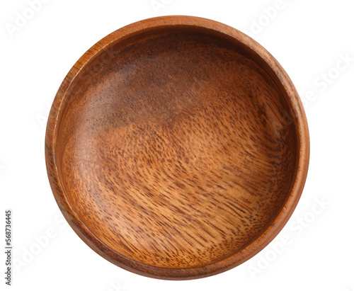 Empty wooden bowl cut out
