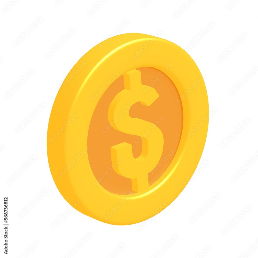 3d gold game coin with dollar sign 3d gold game coin with dollar sign