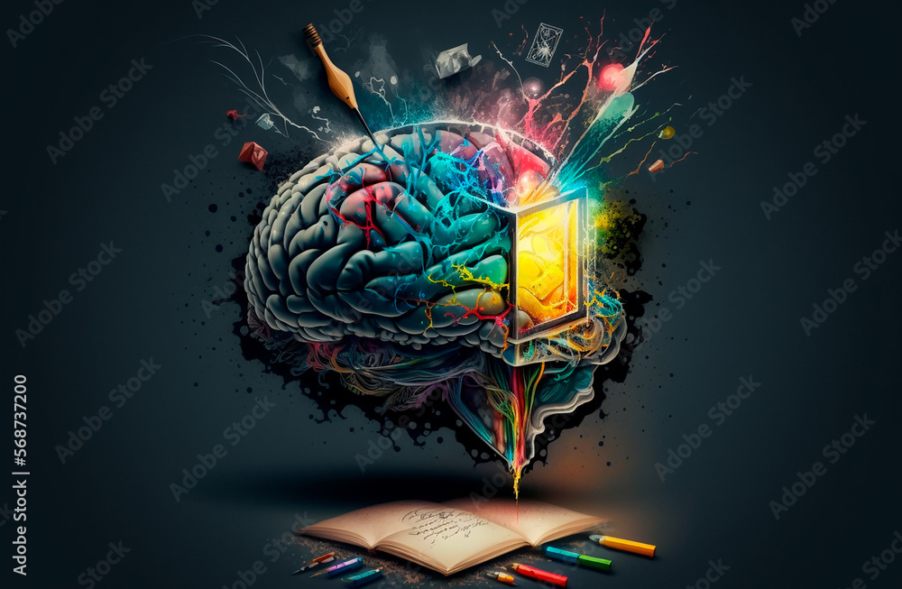 Open book with color splash. Creative abstract Illustration showing ...