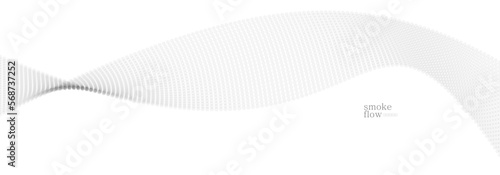 Vector abstract background with wave of flowing particles, smoke flowing light grey design, smooth and soft relaxing image.