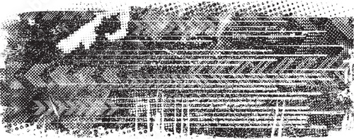 Glitch distorted geometric shape . Noise destroyed logo . Trendy defect error shapes . Glitched frame .Grunge textured . Distressed effect .Vector shapes with a halftone dots screen print texture.