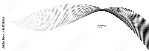 Wave of flowing vanishing particles vector abstract background, curvy lines dots in motion relaxing illustration, smoke like image.