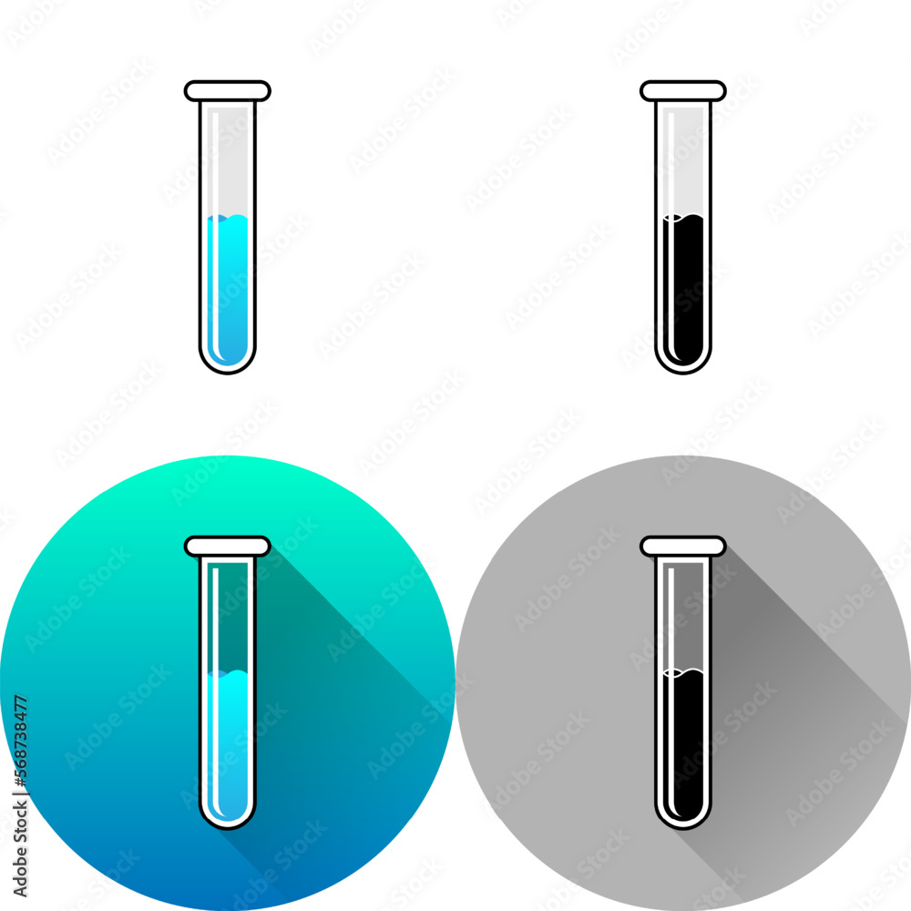 Glass Test Tube Chemical Container Laboratory Equipment Icon, Set of Flat Diagonal Shadow, Color, Black-White Silhouette, Line Art Logo Icon Symbol Isolated on White Background for Science Medical Glass Test Tube Chemical Container Laboratory Equipment Icon, Set of Flat Diagonal Shadow, Color, Black-White Silhouette, Line Art Logo Icon Symbol Isolated on White Background for Science Medical