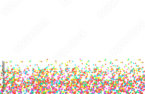 Real colorful paper confetti isolated on transparent background. Multicolored party decorations.