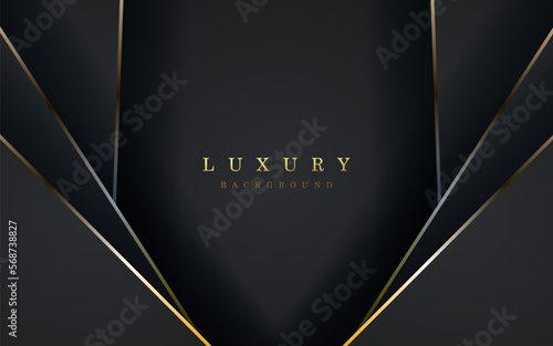 luxurious abstract black gold line overlap layers background. eps10 vector