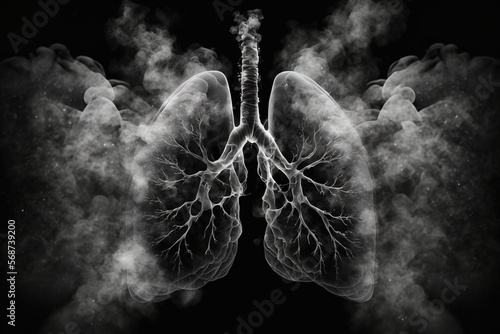 Damaged human lungs. Generative AI