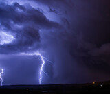 Electric storm and lightning on landscape