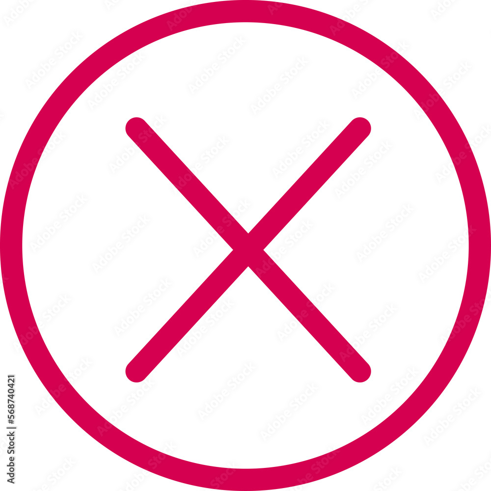 There is an X in the center of the red circle. There is an X in the center of the red circle.