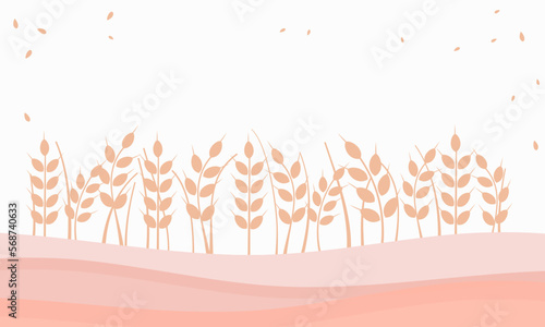 Wheat field on white background vector illustration.