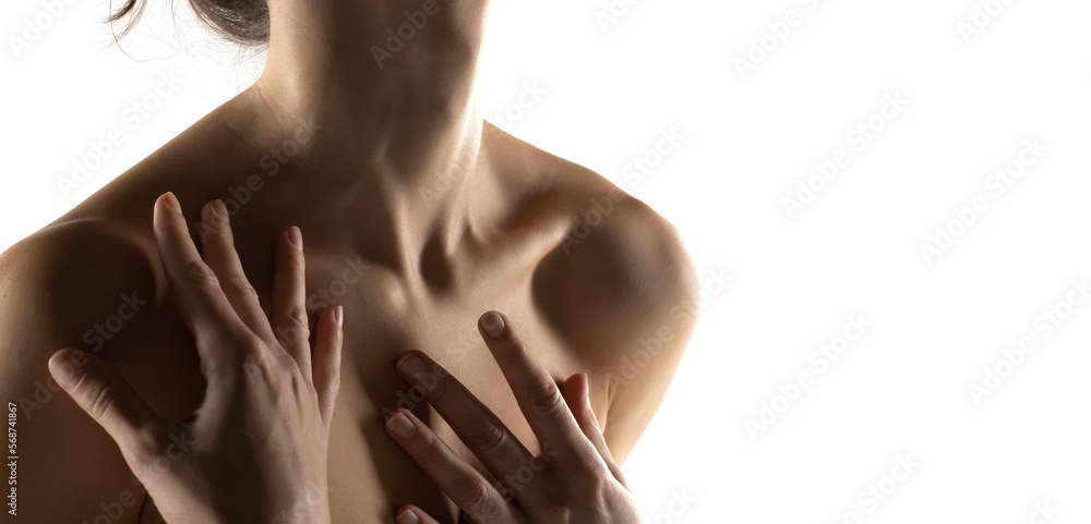 sensual young woman touching her neck