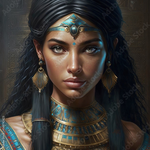 Ancient Egyptian magic queen Cleopatra portrait, generative AI Fototapet