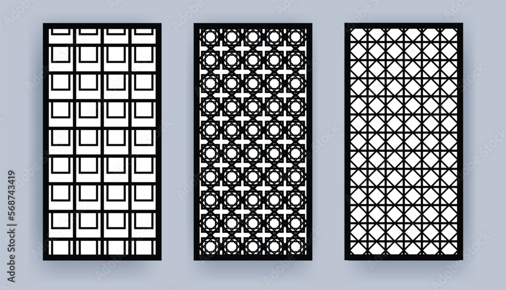 Laser cut template panel, die cut geometric pattern rectangle shape CNC design