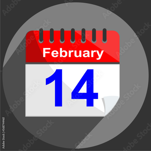 February 14 - Calender Date 14th of February on gray Background.