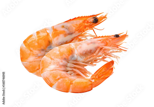 Cooked shrimps isolated on  transparent png photo