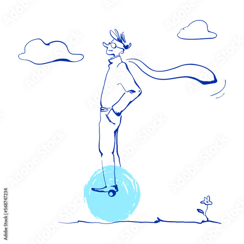 man riding gyroscooter