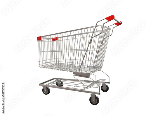 Empty shopping cart on transparent background, PNG file © Es sarawuth