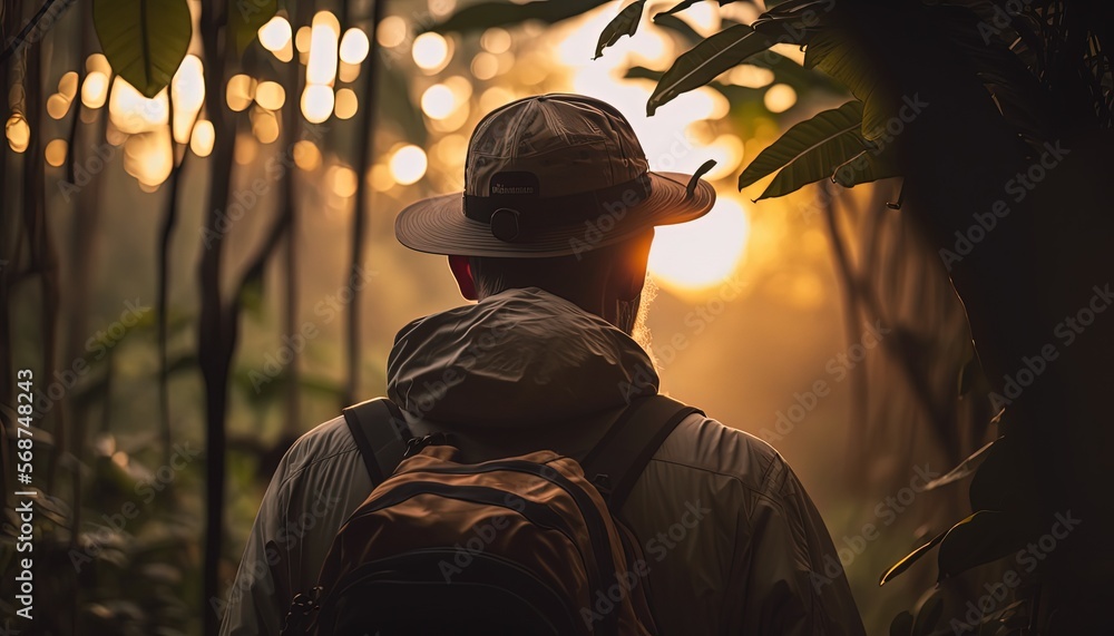 a person woman or man go trekking in jungle, generative Ai
a person woman or man go trekking in jungle, generative Ai