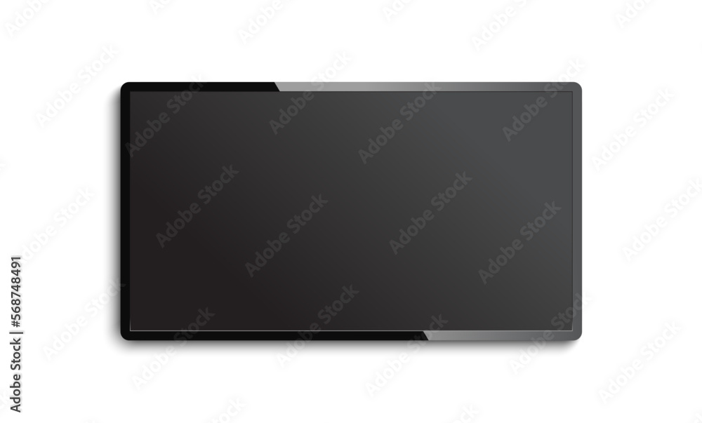 Realistic LCD LED TV Glossy Frame Black Screen Vector Illustration Realistic LCD LED TV Glossy Frame Black Screen Vector Illustration