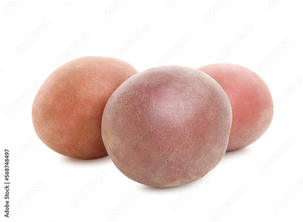 Tasty fresh organic potatoes on white background Tasty fresh organic potatoes on white background