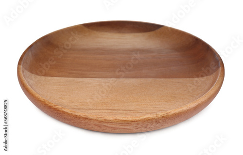 One new wooden plate on white background