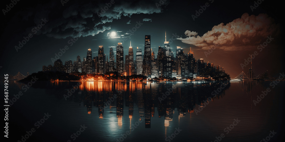 city skyline by night