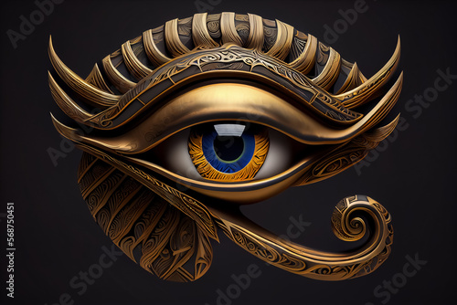 Fotografie, Obraz illustration of eye with a tear egyptian icon black background