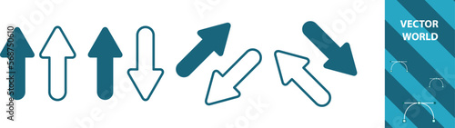 a set of new arrows, direction and movement, signs and trajectories