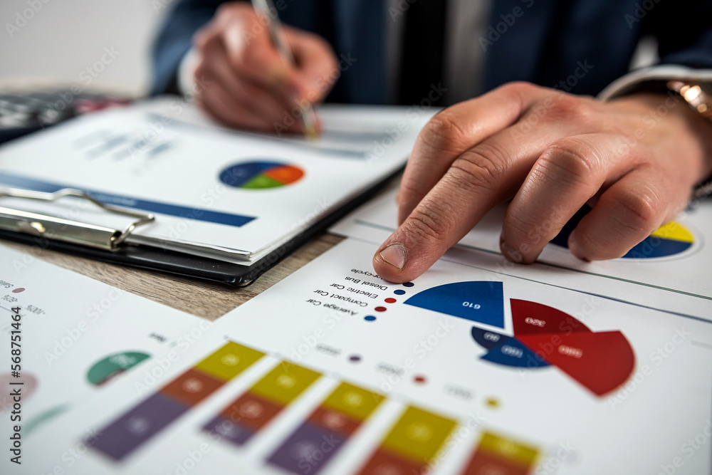 business man work with calculator at annual finance documents at office business man work with calculator at annual finance documents at office