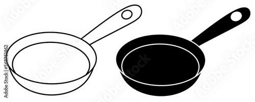 outline Silhouette fryind pan icon set isolated on white background
