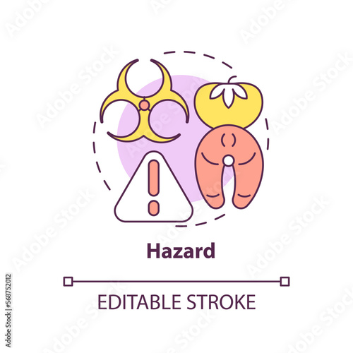 Hazard concept icon. Control of contamination risk. HACCP system element abstract idea thin line illustration. Isolated outline drawing. Editable stroke. Arial, Myriad Pro-Bold fonts used